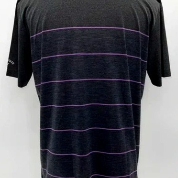 Callaway | Grey Opti-Dri Polo | Grey with Purple Stripes | Men's Large - Picture 2 of 6
